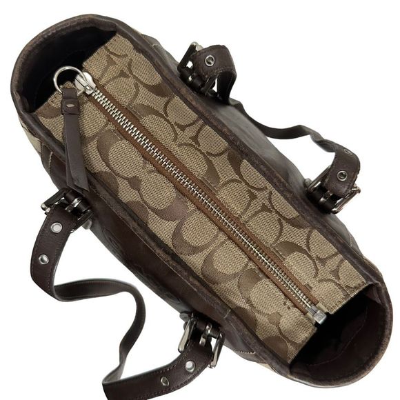 COACH Signature C Jacquard Canvas Leather Tote Bag - Picture 6 of 11